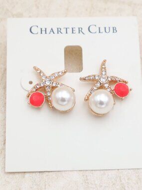 Charter Club Starfish Pearl Stud Earrings